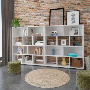 Imagem de Conjunto de 2 Estantes Book com Diversos Nichos Branco
