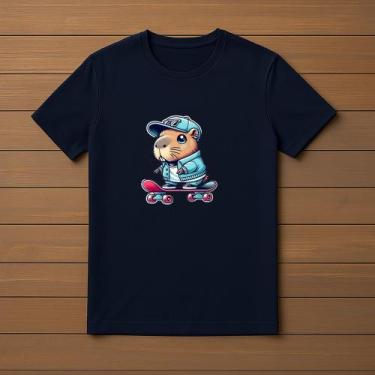 Imagem de Camisa Camiseta Infantil Juvenil Capivara Skate Menino Menina Tamanho 