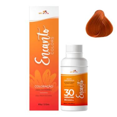 Imagem de Beleza Ruiva – Kit Encanto Colors 7.44 Louro Médio Cobre Intenso + Água Oxigenada 30vol 9% | Ruivo Acobreado Intenso com D-Pantenol, Óleo de Coco e Manteiga de Karité