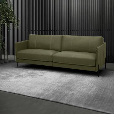 Imagem de Sofá Decorativo Karine 3 Lugares Sala de estar 210cm Pés em Aço Couro Fendi G88 - Gran Belo