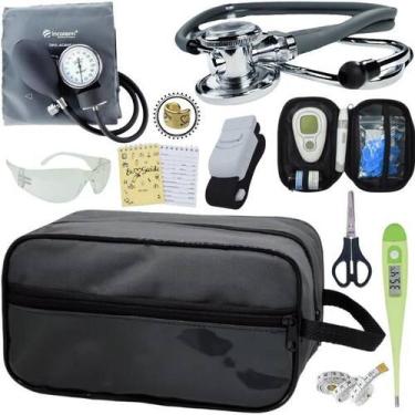 Imagem de Kit Enfermagem Aparelho de Pressão Estetoscópio Medidor Glicose Incote