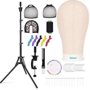 Imagem de Tripé com suporte de peruca Beauty Star com cabeça de manequim de 63 p