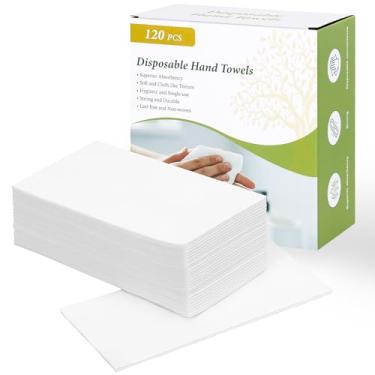 Imagem de Moretoes Pacote com 120 guardanapos de banheiro descartáveis, toalhas de hóspedes com sensação de linho de uso único, papel de lenço de mão semelhante a tecido