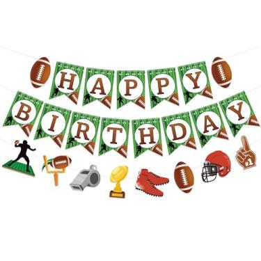 Imagem de TSJ Faixa de Feliz Aniversário de Futebol com Tema de Futebol Faixa de Festa Esportiva Guirlanda Decorações de Festa de Aniversário