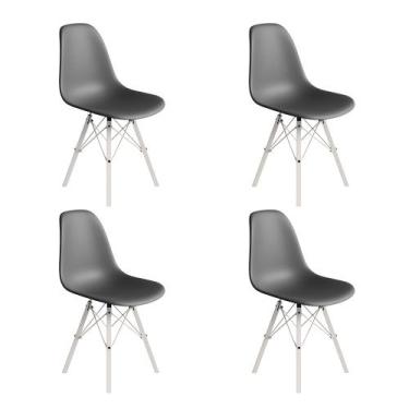 Imagem de Conjunto 4 Cadeiras Eames Estilo Moderno em Ferro Branco com Assento C