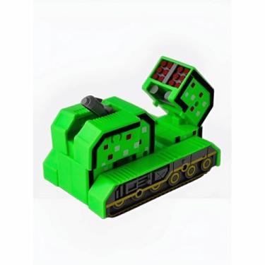 Imagem de Robô Transformável Educativo, Verde, Material ABS, 10cm Altura x 9cm Largura, Brinquedo de Montar para Crianças Acima de 3 Anos
