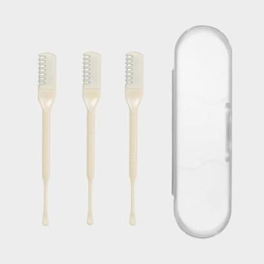 Imagem de Aparador de pelos nasais manual de 5 peças - Removedor de pelos nasais 360° para homens/mulheres (cor creme)