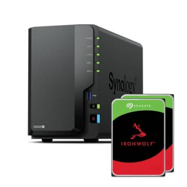 Imagem de Synology DS225+ 2-Bay Diskstation NAS (Intel Celeron J4125 Quad-Core, 2 GB Non-ECC DDR4 SODIMM 1 x 2,5 GbE und 1 x 1 GbE RJ-45 LAN-Port) Pacote de 8 TB com 2X 4TB Seagate Ironwolf