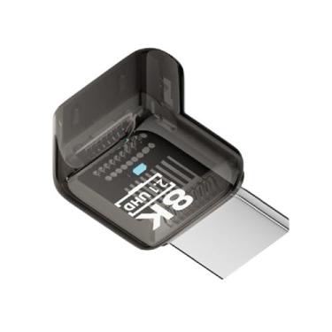 Imagem de cablecc UHD 8K 60hz Down Angled 90 graus HDMI 2.1 fêmea para HDMI macho extensor adaptador transparente com Smart LED HDTV