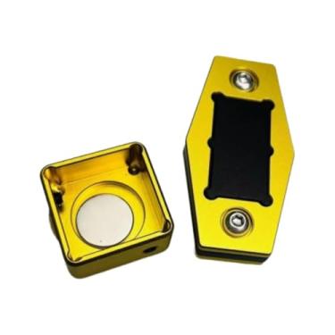 Imagem de Dynwave Porta-giz para taco de bilhar, caixa de armazenamento de giz, design profissional com clipe de proteção para adultos, Dourado