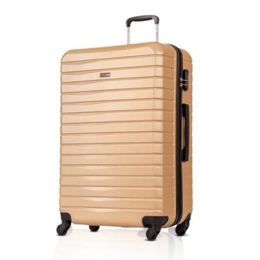 Imagem de Mala de Viagem Média 23kg Sestini Deluxe, Padrão ANAC, Cadeado 3 Dígitos, Rodas 360° Silenciosas, ABS Rígido Resistente (Dourado)