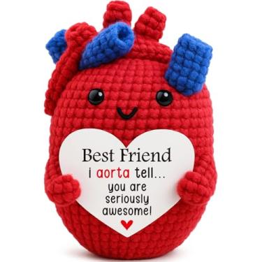 Imagem de OCCdesign Mini Handmade Crochet Heart “You are Awesome”, Gifts for Best Friend Women Men, Birthday Christmas Stocking Stuffer, Valentines Day, Galentines, Friendship Day, Long Distance