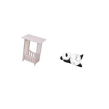Imagem de Fenteer Mesa de Cabeceira Prática para Hotel, Café Ou Sala de Estar com Relógio de Parede em Formato de Panda. Decoração Moderna E Charmosa para Sala de Estar