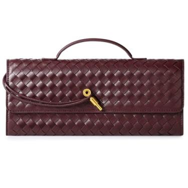 Imagem de XquiziFit Bolsas de mão femininas de tecido de couro para noite bolsas de ombro femininas transversais, Borgonha-PU, One Size