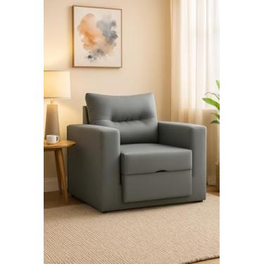 Imagem de Sofá Cama Solteiro Retrátil Marissol Veludo Aconchagante (Cinza)