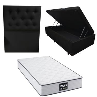 Imagem de Cama Box Baú Blindada com Colchão Doss Molas Ensacadas 30cm + Cabeceira Botonê (SUEDE PRETO, Solteiro)