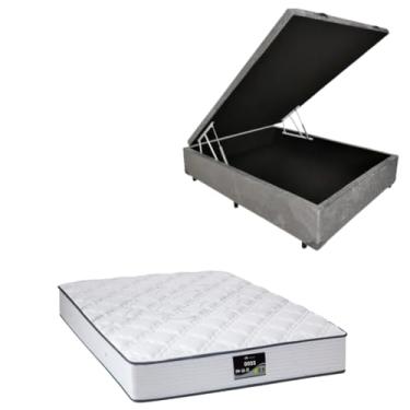 Imagem de Cama Box Baú Blindada com Colchão Doss Molas Ensacadas 30cm (SUEDE CINZA, Casal)