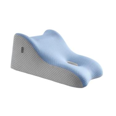 Imagem de AFXGUSD Travesseiro de Decúbito Dorsal, Almofada Multifuncional com Design Ergonômico, Almofada de Cunha para Cama, para Escritório, Exercícios, Dormitório, H, Azul cinza claro