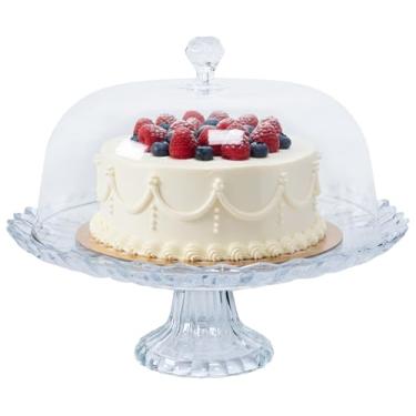 Imagem de Boleira de Vidro com Tampa em Acrílico, 29 cm Diâmetro, Transparente, Design Elegante para Bolos e Sobremesas, MR-BH007, Alira Home
