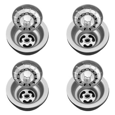 Imagem de Válvula Para Pia Kit 4 Aço Inox 3.1-2 G01 Cromado - Mpozenato