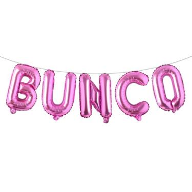 Imagem de Decorações Bunco: Banner de balões de folha de letra de 40,6 cm, suprimentos de festa Bunco, complete seu kit de jogo Bunco (BUNCO Rose Red)