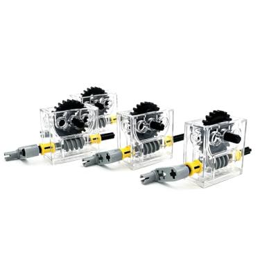 Imagem de 4 Set of Technic Trans-Clear GEARBOX ASSEMBLY Kits Compatible with legoes Technic Trans-Clear Wormbox gear motor REDUCER block Mindstorms robotics ev3 NXT transparent robot power functions 6588