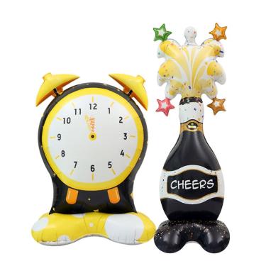 Imagem de Conjunto de balões, garrafa de champanhe 4D e papel alumínio x2 | Grande