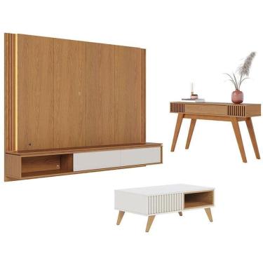 Imagem de Home Suspenso Loa Freijó Off White Com Mesa De Centro Jeri Off White Freijó E Aparador Riviera Freijó - Colibri