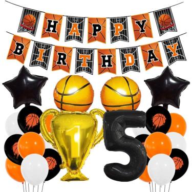 Imagem de Kit de decoração de festa com tema de basquete, aniversário, 24 unidades