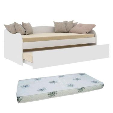 Imagem de Bicama Babá Ariel Branco Acetinado Com 2 Colchões Ortobom - Carolina