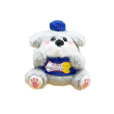 Imagem de Chaveiro de pelúcia para cães fofo e adorável com boné azul de 12 cm -