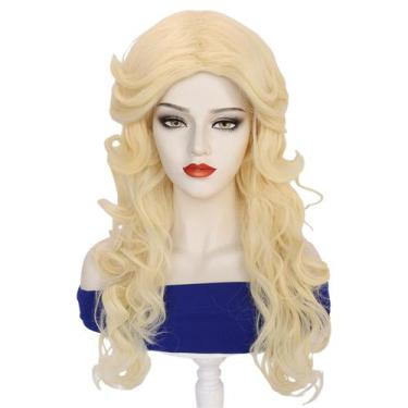 Imagem de Peruca de cosplay loira longa encaracolada de 45 cm sintética para mul