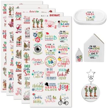 Imagem de Elewins Envoltório UV DTF - 105 folhas de Natal UV DTF Cup Wrap para canecas chaveiro de vidro, decalques DIY para copos, esfregar à prova d'água em transferências para artesanato (Natal alegre)