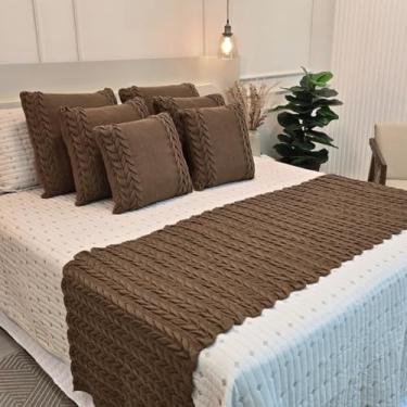 Imagem de Manta Casal, Manta Tricot Sofá Cama Casa Aconchego Home Decor - Somente a Peseira(Capuccino,Queen)