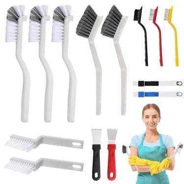 Imagem de Conjunto de escovas de limpeza de fendas de 15 peças – Escovas estreitas, linha de argamassa e trilho de janela para banheiro, cozinha, aberturas de carro e espaços apertados (6 tipos de ferramentas)