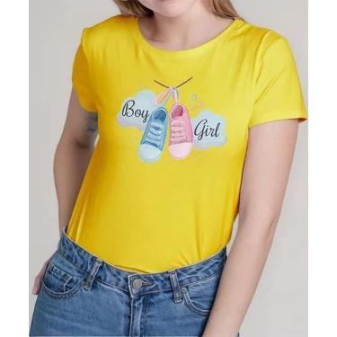 Imagem de Camiseta Camisa Algodão Feminina Masculina Adulto Chá Revelação Boy ou