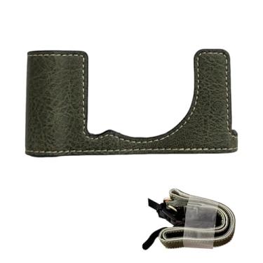 Imagem de Jiawu Bolsa Tipo Estilingue para Meia Câmera, Capa Organizadora de Câmera de Couro PU retrô Com Alça de Ombro, Compatível Com X-E5, Bolsas para Câmeras Crossbody para Fotógrafos (Verde)
