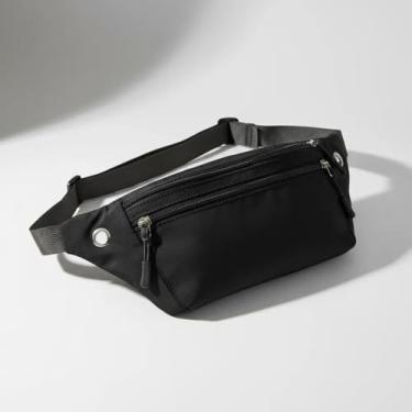 Imagem de Pochete Doleira Impermeável Esportiva, Bolsa de Cintura Preta com Múltiplos Compartimentos, Design Moderno para Atividades ao Ar Livre (Preto)