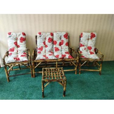 Imagem de Jogo Completo Sofá De Bambu Vime Poltronas Cadeira - A Varanda & Art e