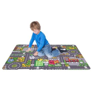 Imagem de Tapete infantil, Tapete rastejante infantil, Tapete de piso do de tráfego rodoviário, Tapete infantil com padrões claros para sala de estar, quarto, berçário, sala de jogos
