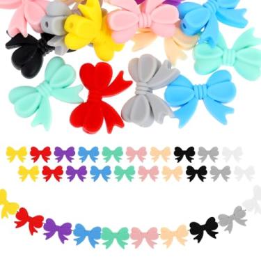 Imagem de Heclia 20 peças de contas de laço de silicone para fazer joias faça-você-mesmo lindos pingentes de laço de desenho animado para pulseira, chaveiro, brinco, lembrancinhas de festa de aniversário