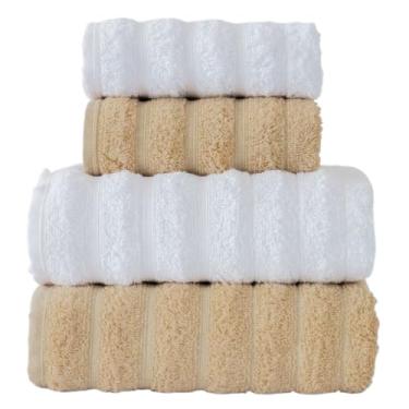 Imagem de Kit 2 Toalhas Banhão/Banho 75x150cm Algodão –Toalhas (IVORY + BRANCO)