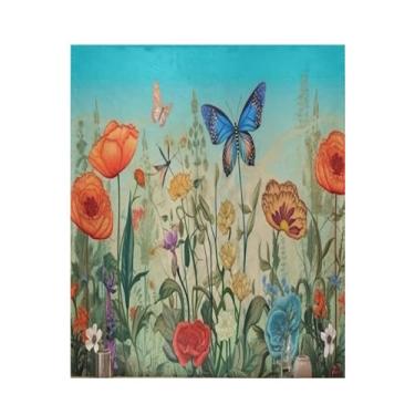 Imagem de Blueangle Manta de libélulas de flores coloridas super macio e quente, 127 x 152 cm, leve para todas as estações, cobertor aconchegante para cama, sofá, sofá, fácil de cuidar (541)