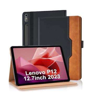 Imagem de Varohix Capa para Lenovo Tab P12 12,7 polegadas 2024 (Modelo: TB370FU) - Suporte de visualização multiângulo com capa de alça de mão, preta