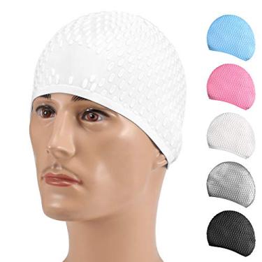 Imagem de Boné de natação silicone para adultos homens e mulheres cabelo longo curto fácil limpar secar