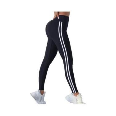 Imagem de Leggings De Yoga Femininas De Cintura Alta Com Listras, Slim, Levanta 