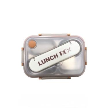 Imagem de Marmita com Talher Hermética Inox Adulto e infantil Lancheira (Marrom)