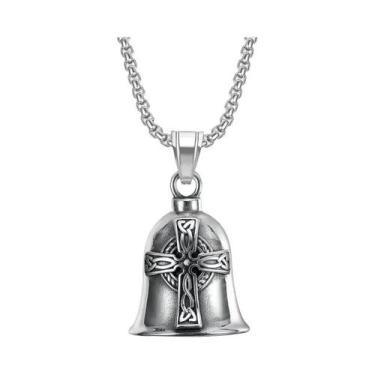 Imagem de Colar Masculino Vintage Com Pingente De Sino De Cruz Cristã De Jesus, 
