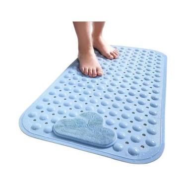 Imagem de Tapete De Banho Antiderrapante Em PVC Com Ventosas E Furos De Drenagem