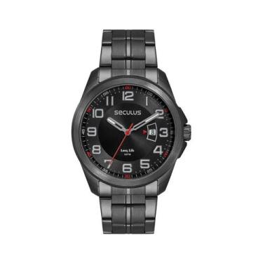 Imagem de Relógio Masculino Seculus Aço Calendário Preto Casual